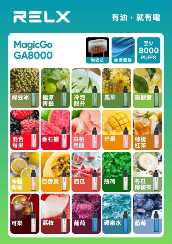 悅刻 GA8000 – 8000口 拋棄式電子煙｜RELX 正品大容量小煙 台灣現貨